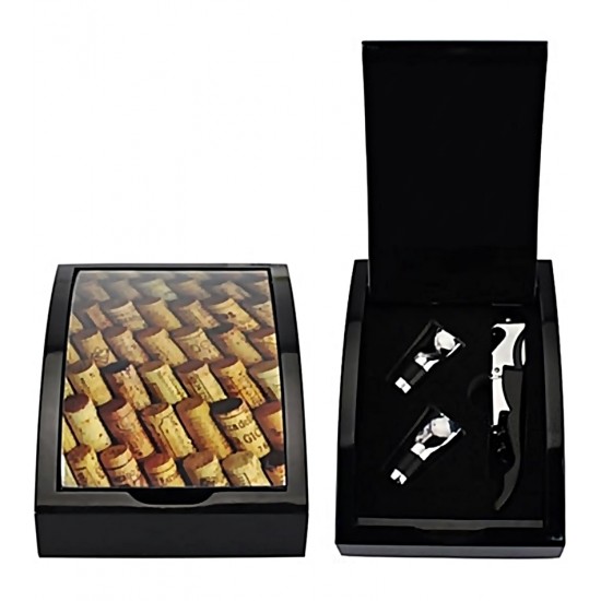 Estojo Com 3 Acessorios Vinho Rolhas